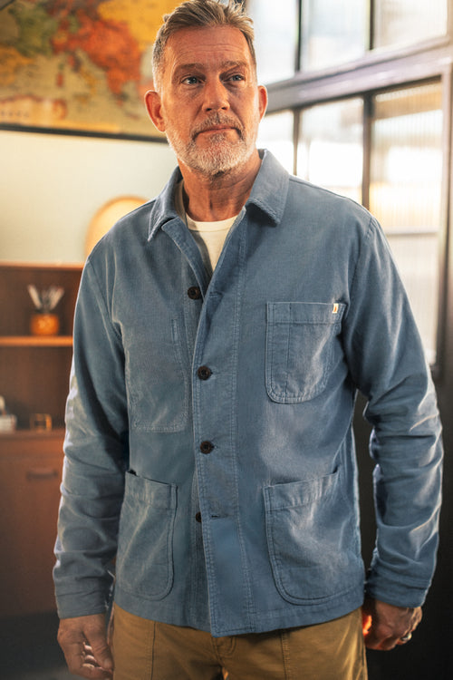 the blue corduroy jacket was adopted as official dress in Teal Blue Corduroy Trucker Jacket 46 US (56 EU)