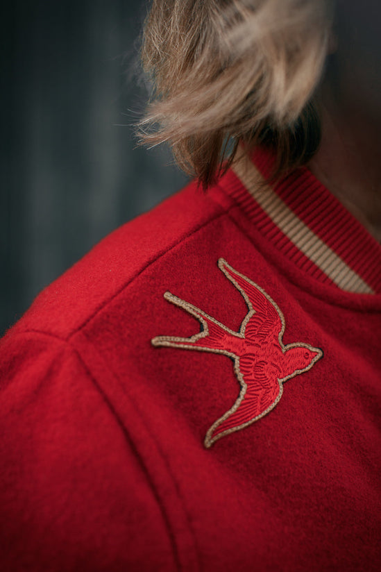 Damsons Nancy Baseball Jacket Vintage Red