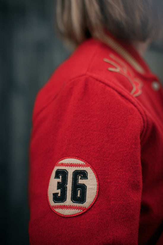 Damsons Nancy Baseball Jacket Vintage Red