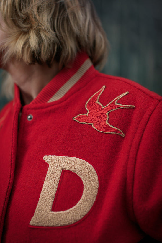 Damsons Nancy Baseball Jacket Vintage Red