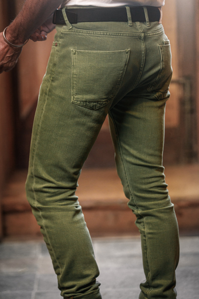 Mens army green skinny jeans store