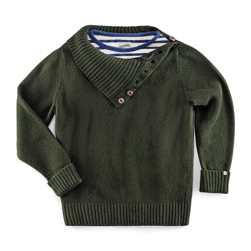 &SONS Ahab Submariner Rollneck Jumper Moss Green