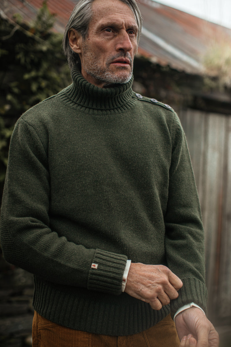 &SONS Ahab Submariner Rollneck Jumper Moss Green &SONS Ahab Submariner Rollneck Jumper Moss Green