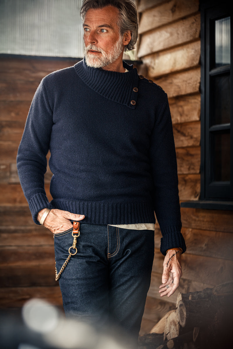 &SONS Ahab Submariner Rollneck Jumper Navy | Men's Jumpers | &SONS