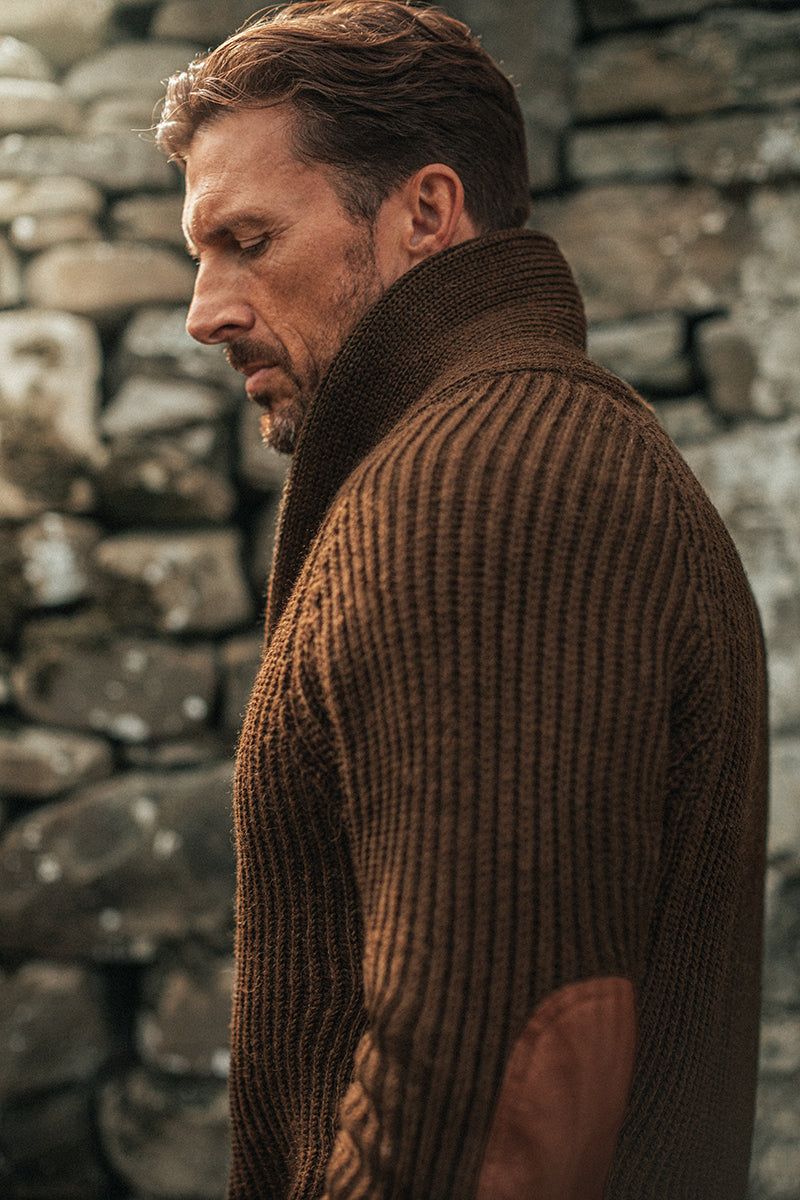 Pioneer British Wool Cardigan Brown | Men's Knitwear | &SONS