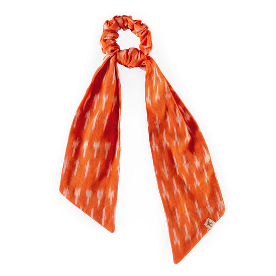 Damsons Ikat Scrunchie Headscarf Orange