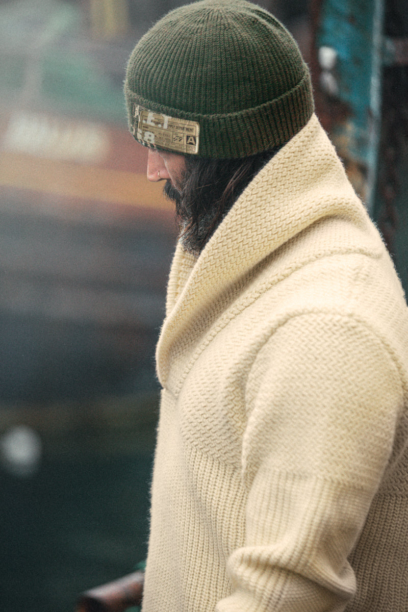 Isaac Shawl Collar Knit Natural | Men's Knitwear | &SONS