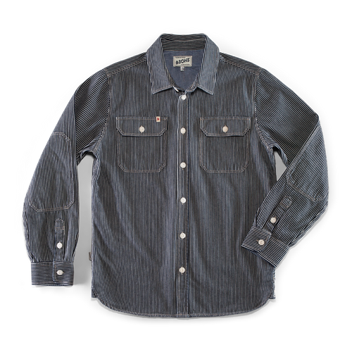トップス LEON Embroidery Stripe Shirt Brady Hickory Stripe Shirt Indigo
