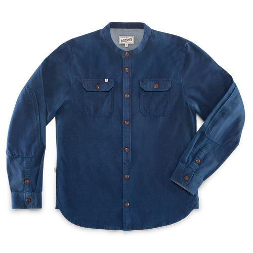 grandad dress shirt &SONS Edward Grandad Shirt Indigo XL