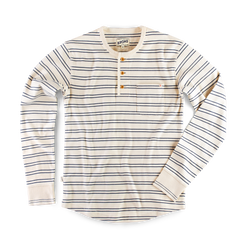 &SONS Clipper Striped Henley Shirt White/Navy