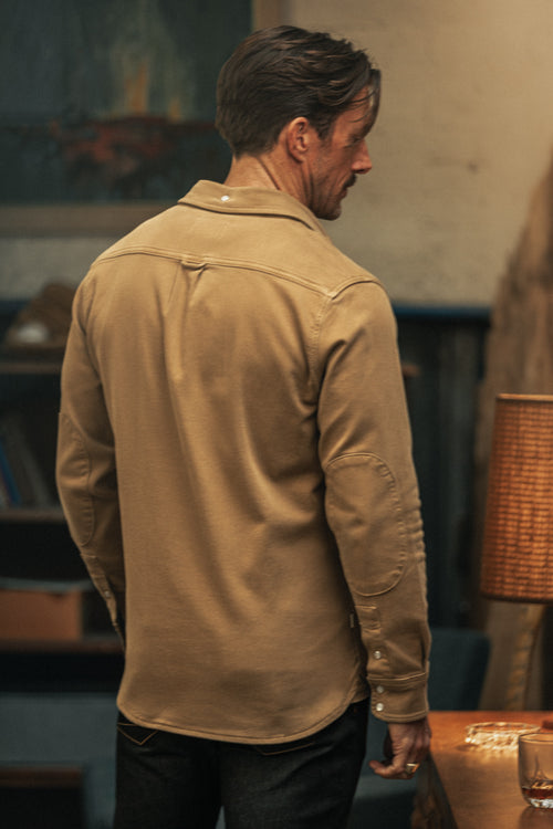 dark tan dress shirt Nude/Tan Stretch Slim-Fit Dress Shirt