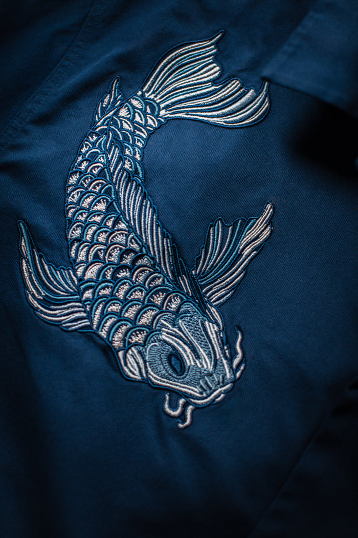 Club Shirt Koi Carp Embroidered Blue – www.andsons.us