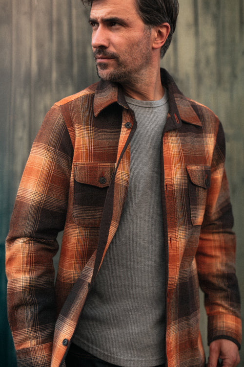 brown check dress shirt Mark.S Check Dress Shirt, Mud Dye 4 (L)