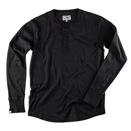 The New Elder Henley Shirt Black | Men's Henley's | &SONS