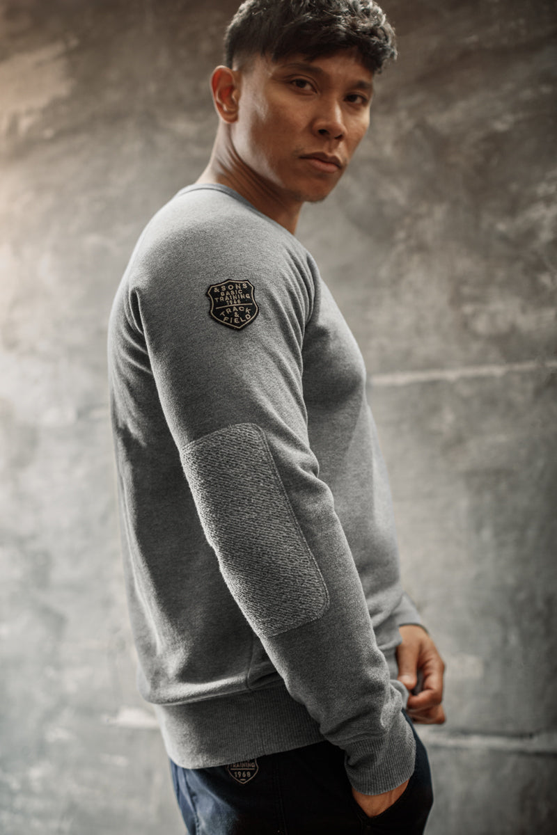 &SONS Baton Raglan Sweatshirt Grey Marl
