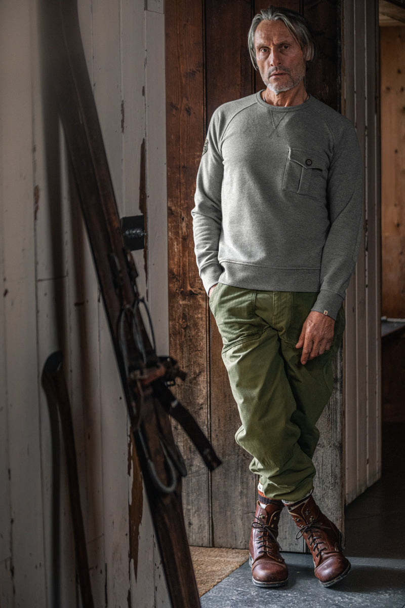 &SONS Baton Raglan Sweatshirt Grey Marl