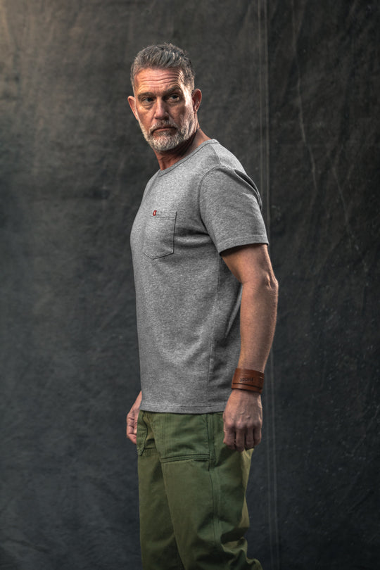 &SONS Boxer Pocket T-Shirt Grey Marl