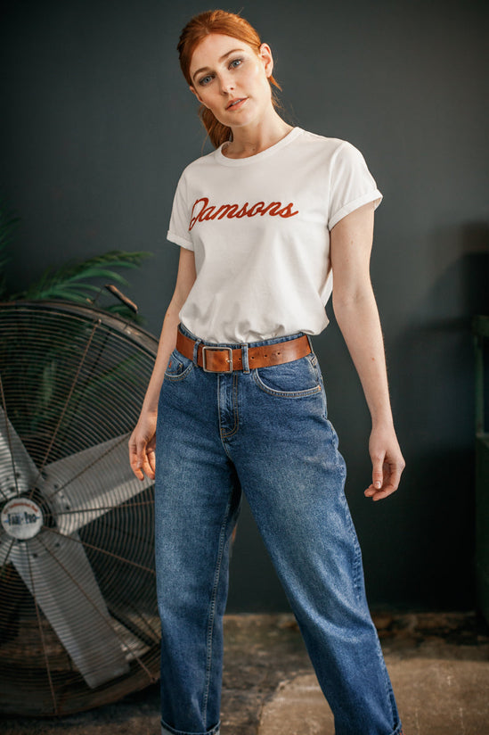 Damsons Red Logo T-Shirt White