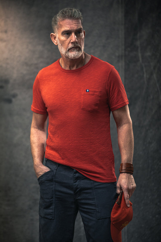 &SONS Slub Pocket T-shirt Red