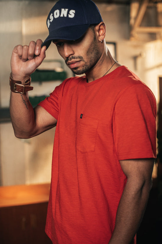 &SONS Slub Pocket T-shirt Red