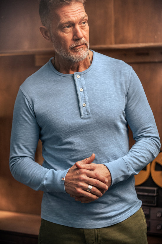 Nimbus Raw Collar Henley Blue