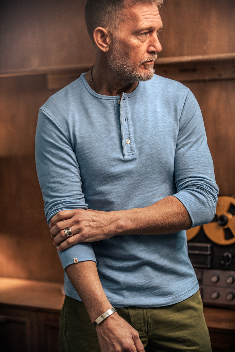 Nimbus Raw Collar Henley Blue