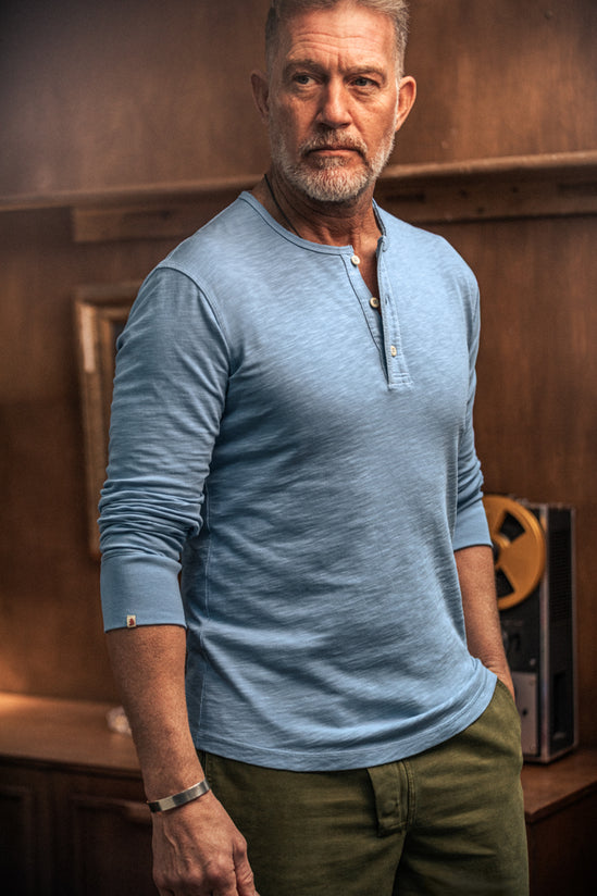 Nimbus Raw Collar Henley Blue