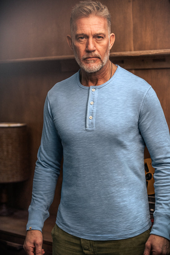 Nimbus Raw Collar Henley Blue