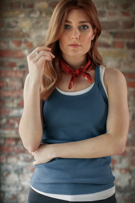 Damsons Tank Racer Vest Indigo