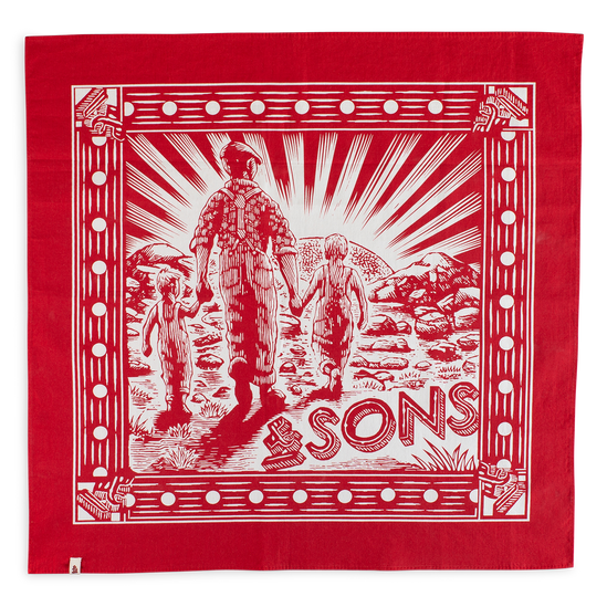 Woodcut Bandana Red
