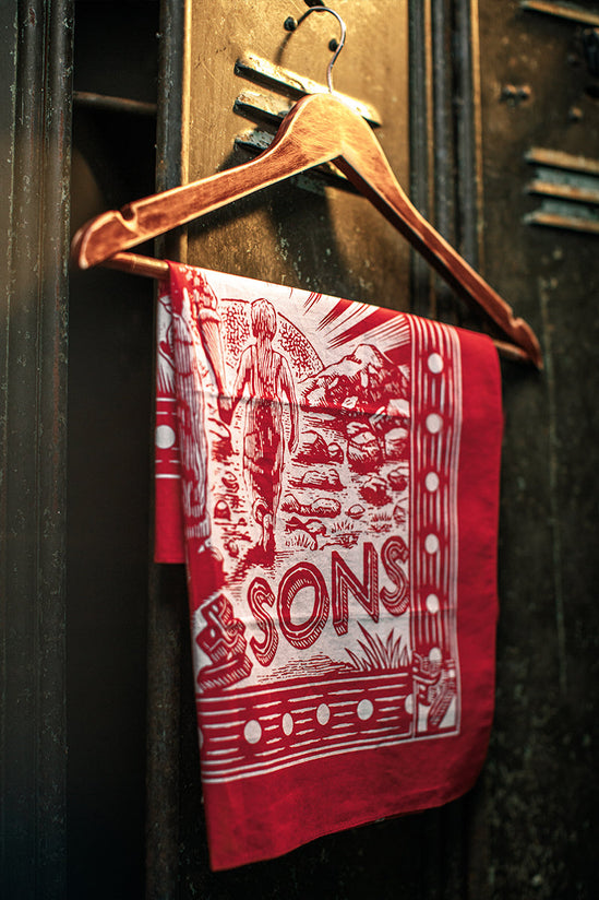 Woodcut Bandana Red
