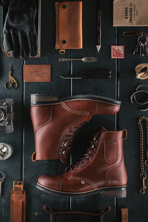 &SONS Drover Brown Leather Boots | Hand Made Unisex Leather 