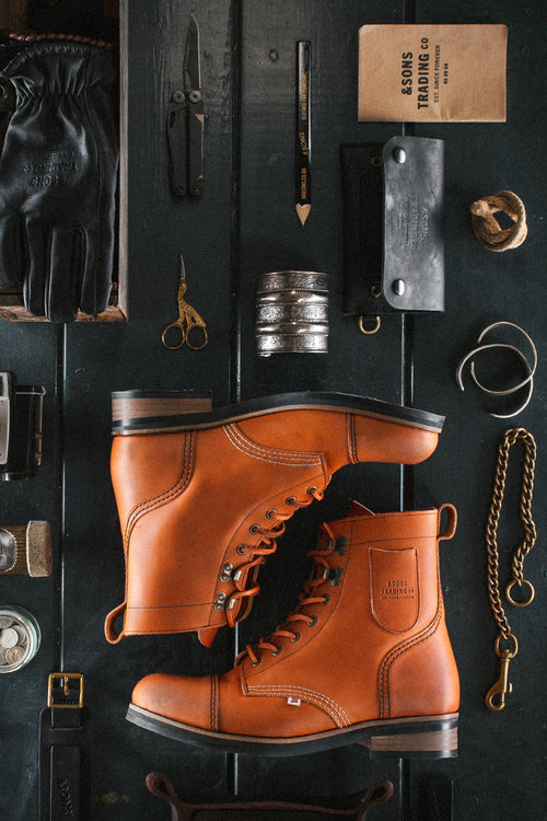 & And Sons Drover Men’s Portuguese Leather handmade Lace-Up Work Boots &SONS Drover Brown Leather Boots | Hand Made Unisex Leather  main image 3