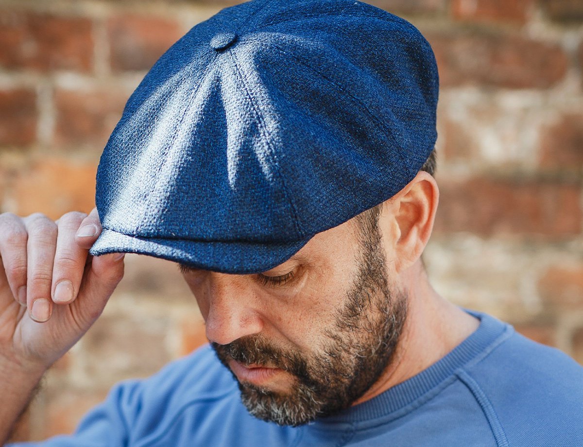 Blue baker boy hat sales