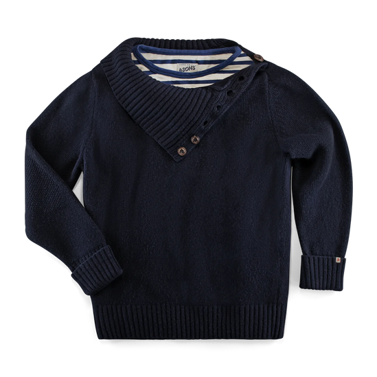 &SONS Ahab Submariner Rollneck Jumper Navy