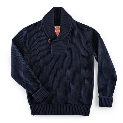 &SONS Port Shawl Collar Jumper Navy