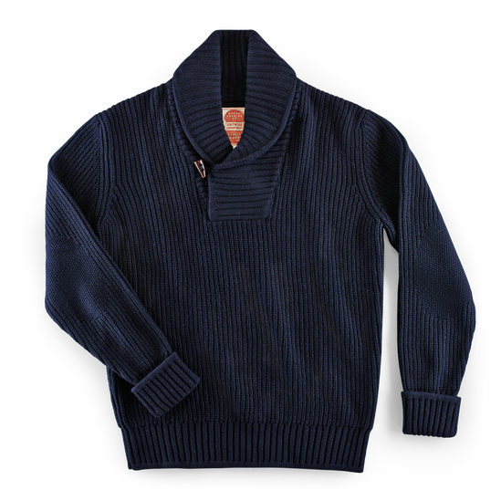 &SONS Port Shawl Collar Jumper Navy
