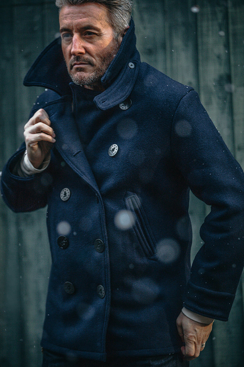 High collar pea coat hot sale