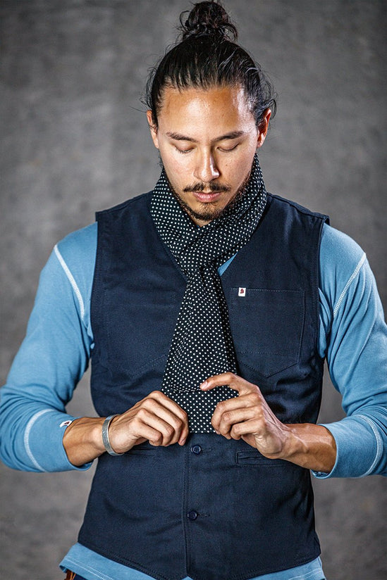 &SONS Midnight Black dot scarf