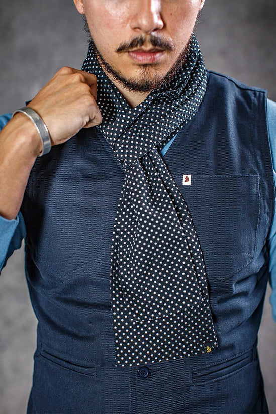 &SONS Midnight Black dot scarf