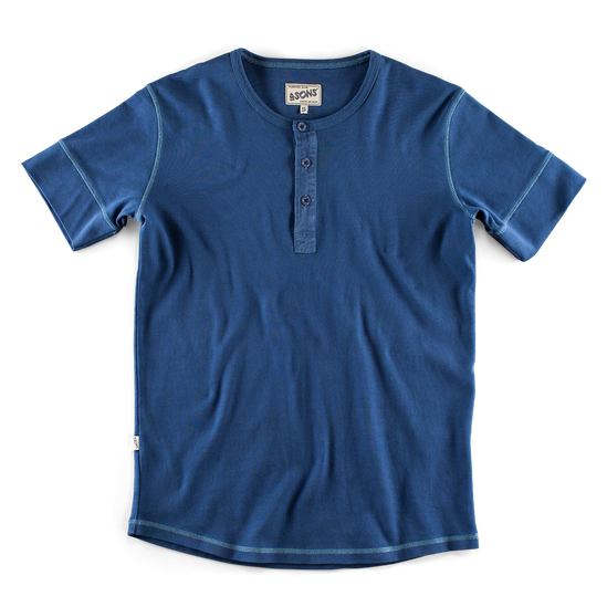The New Elder Henley Short Sleeve Shirt Indigo