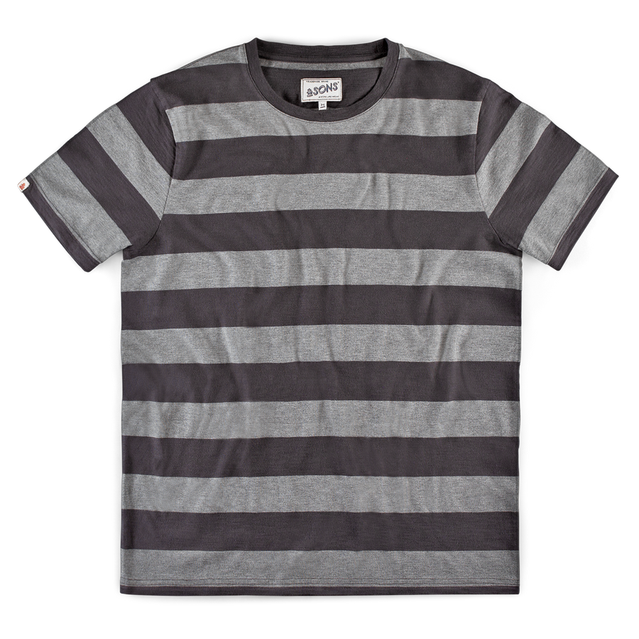 Tシャツ・カットソー IONSEOUL Patty Striped Box Collar T-Shirt &SONS Papillon T-Shirt Grey Stripe